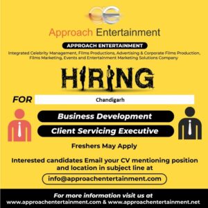 Approach Entertainment Looking for Female PR / Business Development Executives in Chandigarh