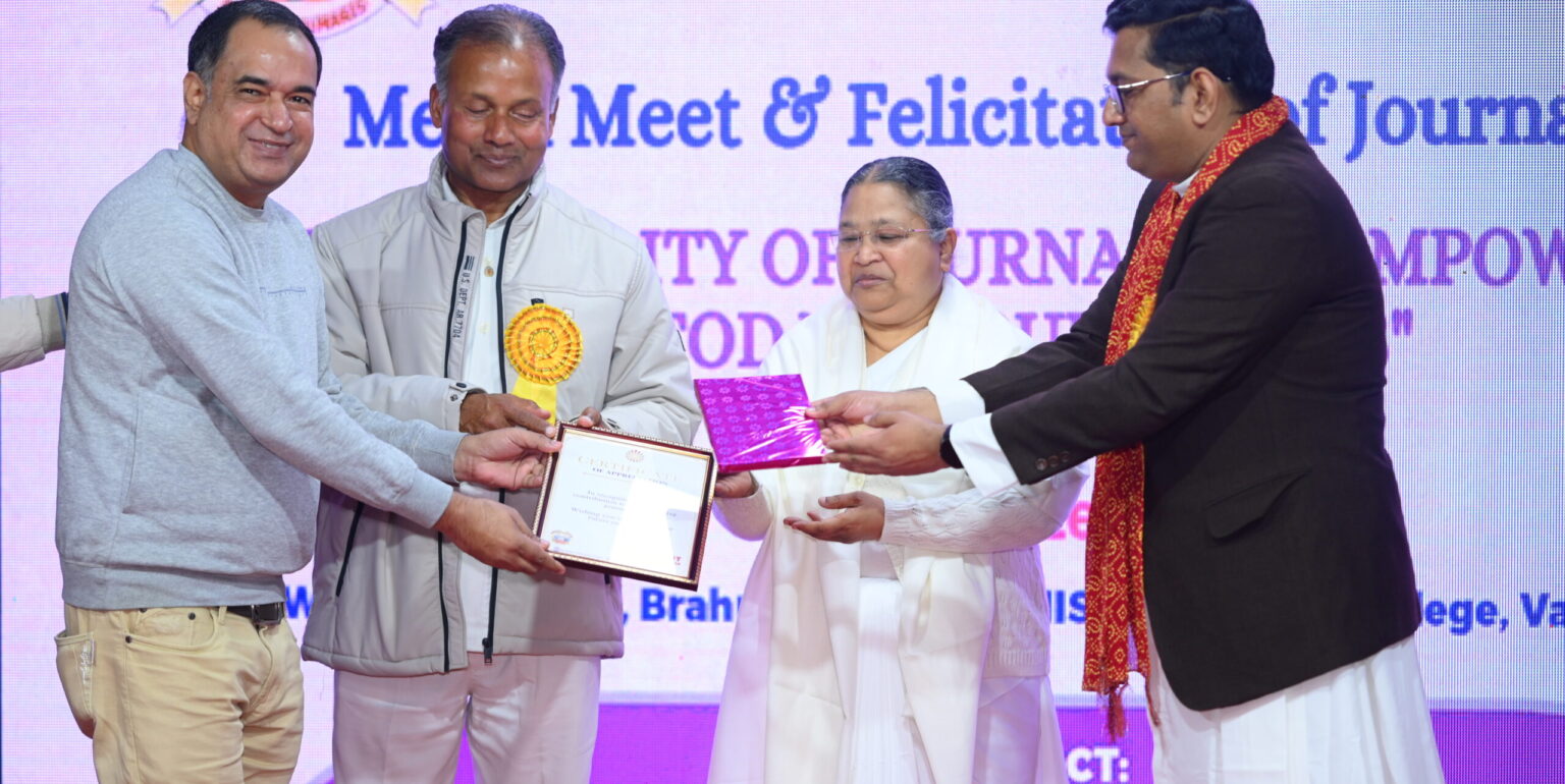 Sonu Tyagi, Founder of Go Spiritual & Approach Entertainment, Honored at Media Meet & Felicitation of Journalists by Brahma Kumaris and NISCORT Media College